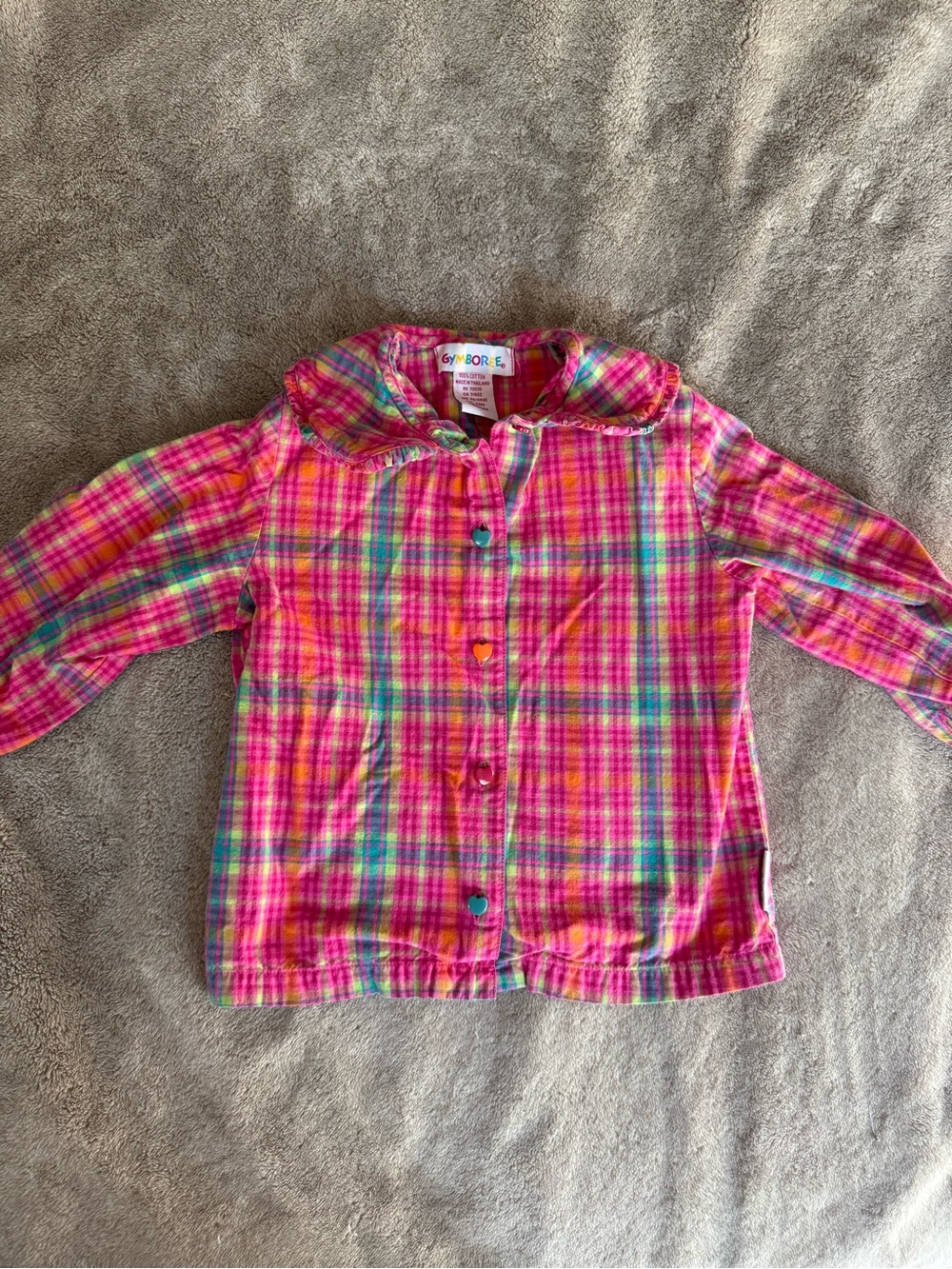 Vintage Gymboree Girls' Pink Plaid Button-Up Top